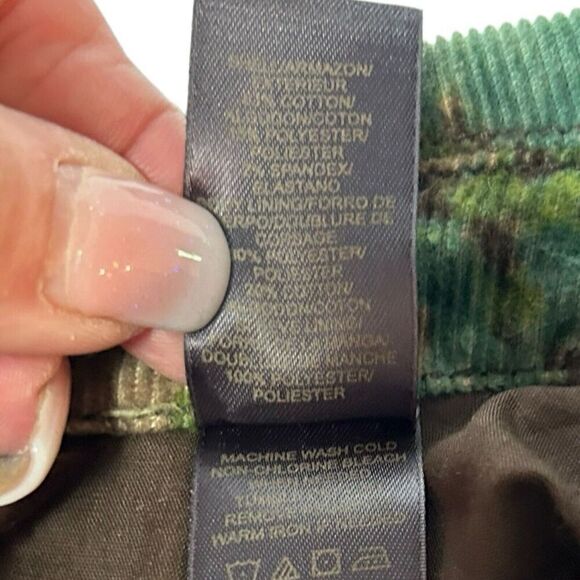 VTG Liz Claiborne Green/Brown Floral Printed Elbow Patch Corduroy Jacket Small - Picture 8 of 13